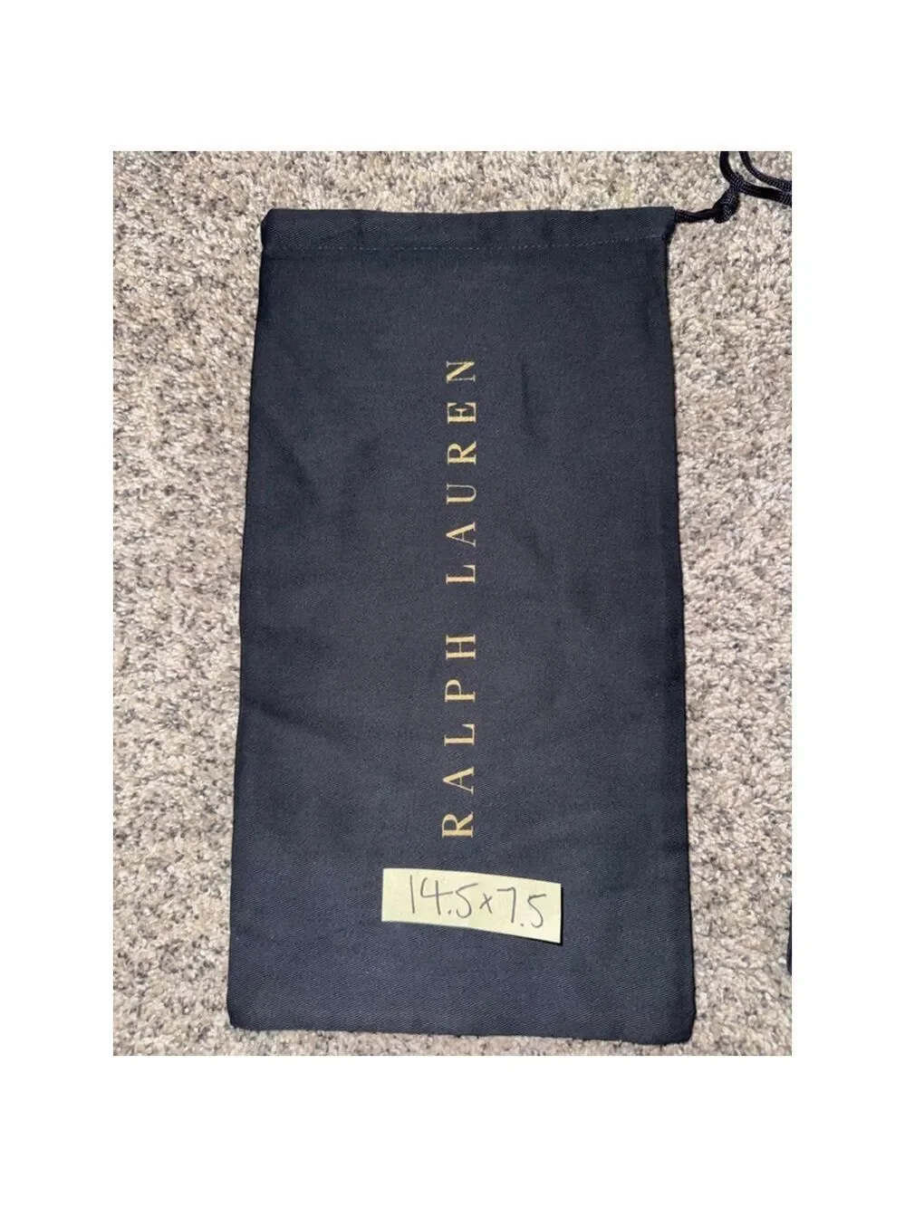 Ralph Lauren Black Gold Drawstring Dust Bag Travel Shoe Purse Storage
